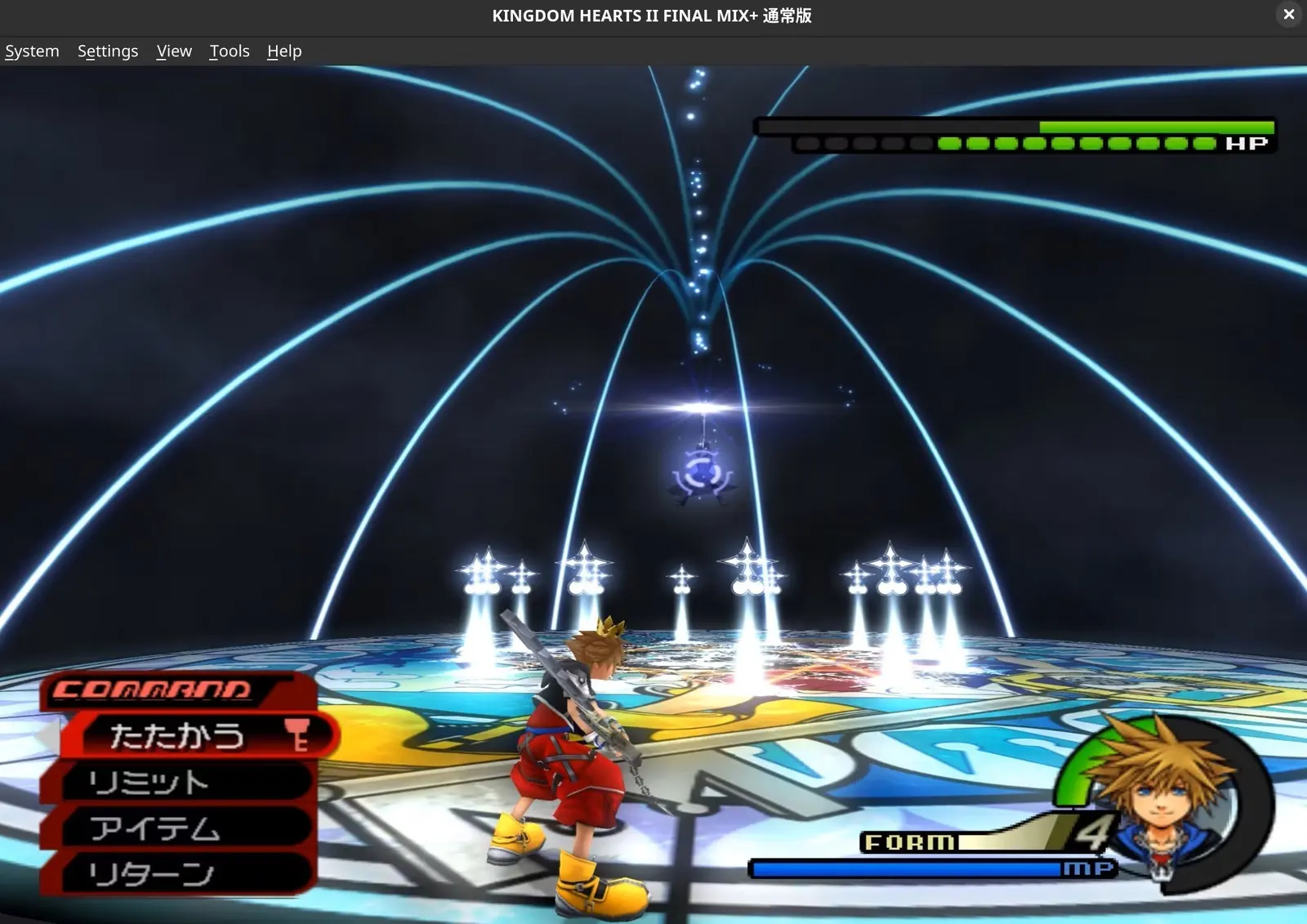 Геймплей Kingdom Hearts II Final Mix+ в PCSX2 с боевым интерфейсом и HUD
